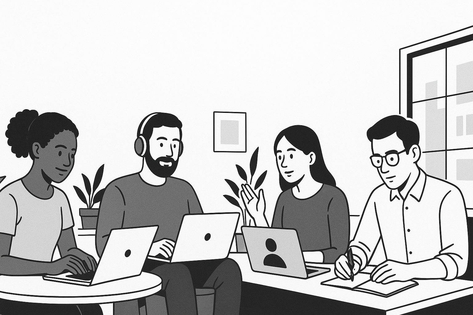 People working remotely from different locations